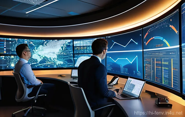 전력망의 디지털화 - **Prompt 1: The Heart of the Digital Power Grid**
    A wide-angle, highly detailed shot of a futuri...