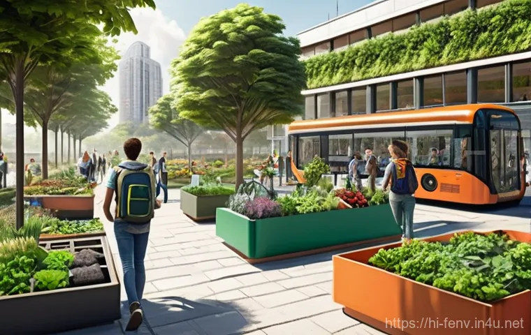 환경 보호를 위한 글로벌 노력 - **Prompt 1: A Collective Effort for a Green Urban Future**
    "A vibrant, high-angle panoramic view...