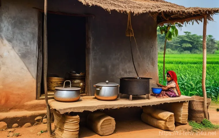 바이오 에너지의 미래 - **Prompt:** A heartwarming scene in a vibrant Indian village, showcasing a small, functional biogas ...