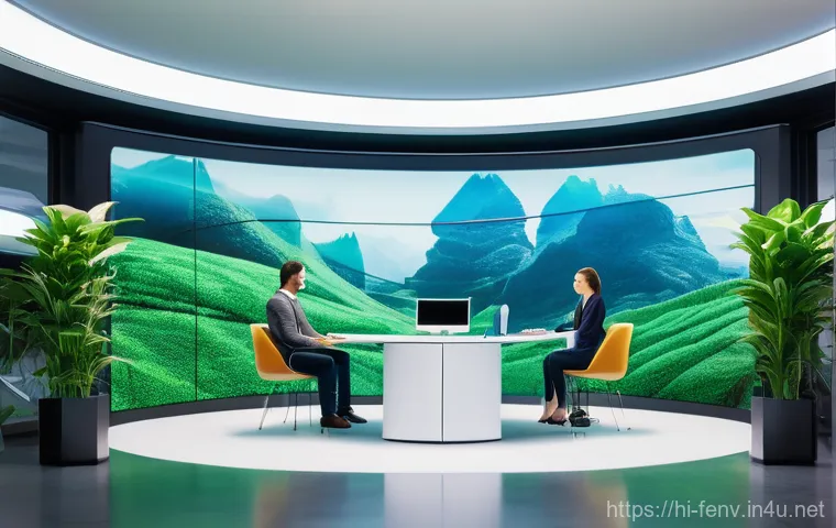 가상 현실 VR 과 환경 문제 - **Prompt:** A group of three diverse children, aged 8-12, are excitedly engaged in a virtual reality...